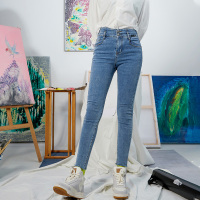 [无珉]2021新款九分高腰、紧身显瘦小脚铅笔裤时尚牛仔裤