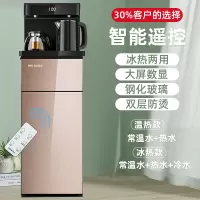 美菱饮水机家用立式智能下置水桶冷热多功能全自动桶装水茶吧机 拉丝金[双壶双门+双出水口+温度显示屏] 温热