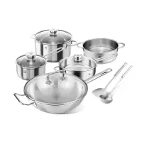 双立人(ZWILLING)锅具套装炒锅不锈钢汤锅蒸锅奶锅煎锅烹饪锅具7件套