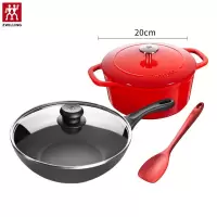 双立人(ZWILLING)不粘30cm炒锅 铸铁锅 不粘锅 锅具套装 3件套