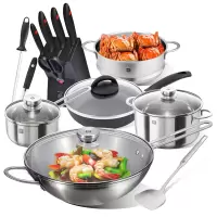 双立人 ZWILLING 锅具刀具套装炒锅不粘锅金玉满堂15件套 鸿运当头大套装