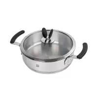 双立人(ZWILLING) IVI GL双耳煎锅24cm不锈钢平底锅平底锅烹饪锅具 双耳煎锅