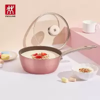双立人 ZWILLING 奶锅不粘锅辅食锅电磁炉通用平底锅粉色大容量20CM 虾粉色20CM
