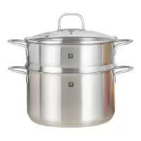 双立人ZWILLING不锈钢蒸锅家用汤锅蒸笼2件套装深烧锅蒸鱼锅24cm