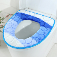 马桶垫 搭扣式浴室保暖坐便垫厕所垫马桶套圈座圈可拆洗 石头花纹[颜色随机]