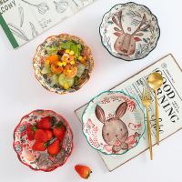 苏宁放心购日式家用陶瓷碗可爱创意水果沙拉碗釉下彩餐具ins个性饭碗套装