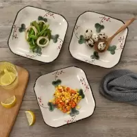 苏宁放心购创意陶瓷盘子餐具套装色釉家用圆盘碟四方盘子菜盘