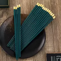 苏宁放心购环保陶瓷筷子家用防霉耐高温餐具防滑筷子祖母绿北欧送礼套装