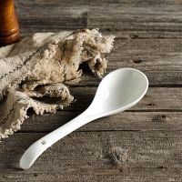苏宁放心购简约纯白陶瓷大勺子家用骨瓷大汤勺瓷勺汤匙饭勺搅拌勺长柄勺