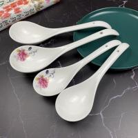 苏宁放心购陶瓷汤勺长柄勺子家用盛粥勺稀饭勺大汤勺中式大号圆勺饭勺大调羹