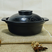 苏宁放心购黑色精制刻花平锅陶瓷砂锅炖锅耐高温家用煲汤锅煲仔饭沙锅大容量