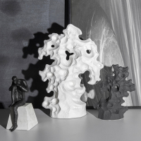 苏宁放心购现代新中式禅意黑白陶瓷假山塑摆件家居客厅样板房软装工艺饰品