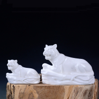 苏宁放心购德化白色老虎塑摆件 十二虎家居饰品摆设