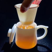苏宁放心购羊脂玉白瓷办公室泡喝茶杯茶水分离大陶瓷过滤女男士礼盒