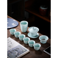 苏宁放心购青瓷功夫茶具陶瓷喝茶茶壶中式小套装家用简约泡茶器盖碗茶杯整套