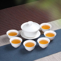 苏宁放心购潮州功夫茶具玉瓷三才子盖碗家用茶楼小号试茶品茗茶杯儿童泡茶碗