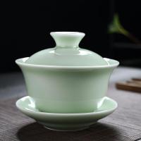 苏宁放心购九居陶瓷盖碗泡茶杯茶碗青瓷茶具盖子零配功夫三才大号德化白瓷