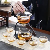 苏宁放心购日式创意透明玻璃盖碗懒人茶具玻璃全半自动功夫茶具套装泡茶