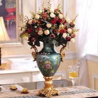 苏宁放心购欧式花鸟花瓶客厅创意树脂花艺瓶家居复古装饰品花插工艺桌面摆件