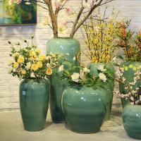 苏宁放心购陶瓷落地大号花瓶客厅酒店别墅花插摆件大厅花器样板间插花仿真花