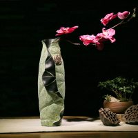 苏宁放心购汉韵堂创意荷叶花插中式家居装饰品客厅电视柜玄关干花器花瓶摆件