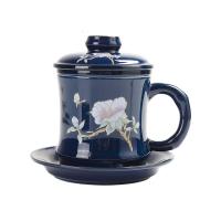 苏宁放心购陶瓷泡茶杯带盖过滤网家用办公杯茶水分离杯子喝茶杯景德镇花茶杯