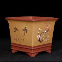 苏宁放心购四方紫砂花盆景盆陶瓷盆古典兰花盆栽室内阳台手工大口径正方形