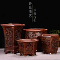 苏宁放心购宜兴紫砂花盆仿古盆景盆浮兰花盆君子兰花陶瓷盆特大号花盆