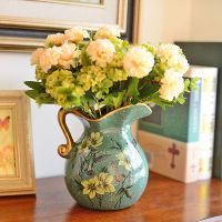 苏宁放心购欧式田园陶瓷小花瓶美式创意客厅装饰摆件仿真花艺套装干花插花器