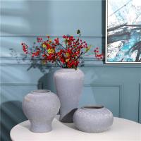 苏宁放心购陶瓷花瓶花插手工高温瓷器不渗水可种植鲜花花器 火山灰色