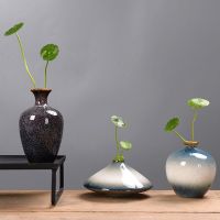 苏宁放心购仿古窑变色釉花瓶 陶瓷花插 粗陶瓷家居工艺品复古小花器摆件