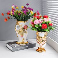 苏宁放心购欧式陶瓷小花瓶摆件现代简约插干花插客厅餐桌摆件玄关卧室装饰品