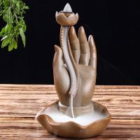 苏宁放心购倒流香炉粗陶佛手陶瓷 沉香炉檀香熏香炉塔香香插香薰炉摆件