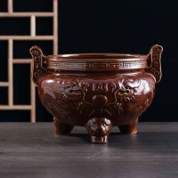 苏宁放心购香炉家用室内供佛陶瓷烧香炉迷你小香插佛具用品香碗供奉财神插香