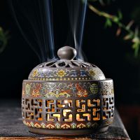 苏宁放心购珐琅彩绘陶瓷香檀香家用盘香炉室内净化空气熏香炉仿古香插