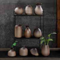 苏宁放心购柴烧陶瓷花瓶手工粗陶花器复古家居装饰品摆件桌面花插水培小花瓶