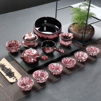 苏宁放心购功夫茶具天目釉兔毫陶瓷侧把茶壶主人杯家用套装