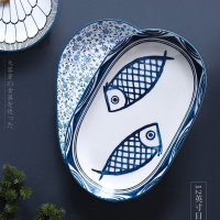 苏宁放心购12英寸鱼盘蛋形盘家用新款陶瓷餐盘子大号蒸鱼盘菜盘烤鱼盘水饺盘