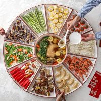 苏宁放心购盘子网红圆形盘创意陶瓷菜盘拼盘碗扇形组合餐具圆桌盘子