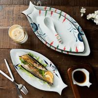 苏宁放心购装鱼盘子家用新款鱼形大号菜盘创意个性不规则蒸鱼日式异型陶瓷盘