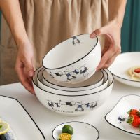 苏宁放心购北欧陶瓷碗可爱少女心学生食堂吃饭碗泡面碗汤碗家用大碗餐具组合