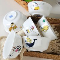 苏宁放心购ins陶瓷碗碟套装家用韩式可爱4人网红餐具套装卡通的面碗碗盘子碗