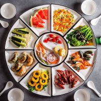 苏宁放心购抖音网红同款加厚拼盘餐具组合扇形创意家庭聚餐团圆家用海鲜菜碟