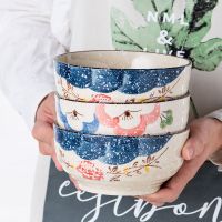 苏宁放心购日式风6英寸瓷碗釉下彩陶瓷餐具家用碗高脚防烫菜汤碗汤碗