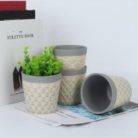 苏宁放心购简约多肉绿植陶瓷花盆欧式创意几何纹理插花盆客厅办公室摆件