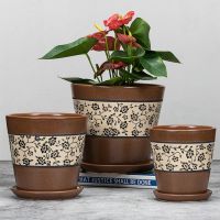 苏宁放心购北欧多肉植物花盆陶瓷带托盘简约花卉盆栽盆绿植花盆大号