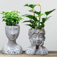 苏宁放心购北欧阳台花盆大号花盆仿青花瓷花盆花卉花盆树脂木桩花盆多肉盆