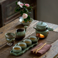 苏宁放心购创意粗陶干泡套装家用功夫茶具套装办公日式简约小茶盘复古茶壶