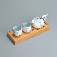 苏宁放心购整套脂白旅行功夫茶具套装简约一壶两杯茶叶罐小茶盘茶具