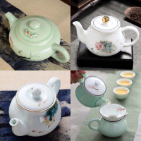 苏宁放心购博茶馆青瓷手绘茶壶家用荷花鲤鱼陶瓷套装功夫茶具过滤泡茶冲茶器
